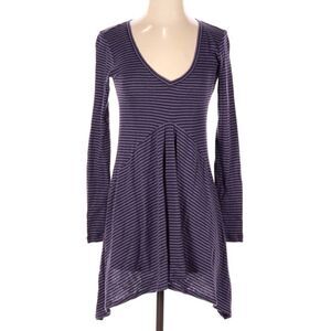 CAbi Purple Striped Long Sleeve T-Shirt Dress XS